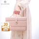 VLANDO高檔首飾盒收納盒高級生日禮物女生閨蜜紅色新婚禮物飾品盒 櫻花粉瘋馬紋-禮盒裝