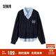 森馬（Semir）毛衣女冬刺繡V領(lǐng)絞花毛衫無(wú)袖襯衫氣質(zhì)學(xué)院風(fēng)兩件套101724107029