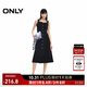 ONLY秋季時(shí)尚百搭漸變中長(cháng)款吊帶牛仔連衣裙女|124242011 J1Z 黑色牛仔提花印花 165/84A/M