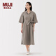 無(wú)印良品（MUJI）女式 易干平紋七分袖連衣裙女裝裙子25年秋季連身裙 BC2NSC5A 深咖啡色 L （165/88A）