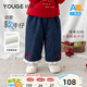 幼歌（YOUGE）嬰幼兒冬季新款幼歌櫻桃毛條闊腿褲柔軟有型加絨牛仔褲 牛仔藍(lán) 90 cm