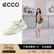 愛(ài)步（ECCO）平底鞋女 倪妮同款牛皮板鞋系帶休閑運動(dòng)鞋 街頭272803 白色/抹茶綠/水泥灰27280361198 37
