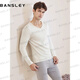 班仕利（Bansley）羽毛蛋白德絨保暖內(nèi)衣男士冬季加絨秋衣V領(lǐng)長袖T恤無痕白色打底衫 白色 2XL （適合體重145-165斤）