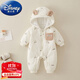 迪士尼（Disney）嬰兒衣服冬裝新生寶寶加絨保暖薄棉連體衣幼兒冬季滿(mǎn)月外出棉衣 米白色 73碼   (建議3-6個(gè)月)
