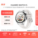 HUAWEI WATCH 5 42mm基礎(chǔ)款不銹鋼表殼金星白素皮復(fù)合表帶X-TAP智感窗eSIM通信手表華為智能手表watch5