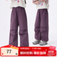 茵曼（INMAN）童裝女童輕便軟殼褲25秋季兒童中大童寬松休閑褲戶(hù)外工裝褲 紫色 150