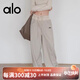ALO YOGA寬松闊腿拼色跑步健身直筒褲戶(hù)外休閑瑜伽褲 女 椰子奶油 M