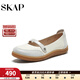 圣伽步（SKAP）瑪麗珍鞋女士一腳蹬平底休閑單鞋 米白 35