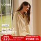 ubras【劉雯同款】奶酪絨刺繡翻領(lǐng)套頭長(cháng)袖長(cháng)褲套裝睡衣女家居服 女套頭款-奶酪黃色 M