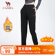 駱駝（CAMEL）加絨加厚束腳衛褲女休閑針織運動(dòng)褲子 Y23CY0L5014 幻影黑 M
