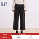 GAP女裝純棉直筒牛仔褲寬松百搭休閑九分褲638509 水洗黑 175/74A(29) 亞洲尺碼