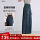 betu女裝2025秋季新款牛仔闊腿褲顯瘦撞色線(xiàn)繡花九分褲女2508T79 牛仔色 S