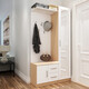 撲哩撲剌門(mén)口鞋柜衣架一體掛衣柜加鞋柜鞋柜現代簡(jiǎn)約門(mén)廳柜掛衣架客廳隔斷 木色白120cm長(cháng)-鏡子在右