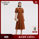 歌莉婭|天絲醋酸連衣裙女2025新款通勤穿搭襯衫裙子1E7C4K260 81Y啡紅 S