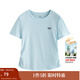 茵曼（INMAN）簡(jiǎn)約抽褶收腰短袖T恤女2025夏季甜美減齡少女休閑繡花上衣 天空藍 XL