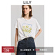 LILY2025夏新款簡(jiǎn)約花朵印花圖案百搭通勤寬松休閑圓領(lǐng)短袖T恤女 601白色 XL