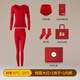 意芬（Arachne）本命年大紅色保暖內衣女馬年衣服禮物秋衣秋褲套裝女士線(xiàn)衣線(xiàn)褲 大紅套裝+1對襪子+1條純棉內褲 【莫代爾輕暖】 XL