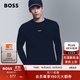 BOSS博斯男士25年秋冬新款撞色徽標常規版彈力棉質(zhì)T恤 001-黑色 XL
