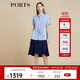 PORTS寶姿商場(chǎng)同款初夏新款女裝刺繡系帶裝飾光澤上衣LD8B124MWP043 BLUE S (4)