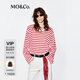 MO&Co.【C+系列】輕薄針織衫2025夏新品桑蠶絲棉麻MBE2SWT002航海系 紅白條色 L 170