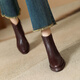 百麗踏小羊皮中跟粗跟時(shí)裝靴短靴單靴秋冬季女鞋加絨真皮松緊口 棕色【皮里】 38
