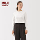 無(wú)印良品（MUJI）女式 天竺編織 長(cháng)袖T恤上衣打底衫女款內搭女裝 白色5A M (160/84A)
