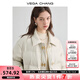 VEGA CHANG啞光PU皮羽絨服女2025年秋冬新款小個(gè)子白鴨絨短款外套 米色 S