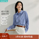 茵曼（INMAN）襯衫2025秋冬新款女裝法式時(shí)髦格紋翻領(lǐng)長袖上衣 寶藍(lán)格 M （褲子27碼）