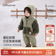 babylove【清倉】嬰幼兒連體衣冬季夾棉加厚寶寶棉服三防哈衣拼接連帽外出 瓦松綠 100cm