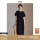 旅途原品ltyp 日本進(jìn)口麻感三醋酸連衣裙 優(yōu)雅顯瘦垂感收腰小黑裙 經(jīng)典黑 L