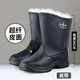 高幫羊毛冬季保暖勞保靴防寒加絨加厚防水防雪棉鞋耐磨防滑工作鞋 典雅黑高幫（羊毛保暖+防水皮質(zhì)） 無(wú)鋼頭 44 (冬款偏厚拍大一碼)