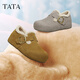 他她（TATA）加絨勃肯鞋2025冬季新款毛毛女鞋雪地靴保暖棉鞋4XN03DM5【預】 棕色(絨里） 37