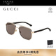古馳（GUCCI）墨鏡男款時(shí)尚個(gè)性飛行員框金屬材質(zhì)防曬太陽鏡禮物GG0422S-003