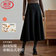 浪莎法式羊絨蠶絲八面裙松緊腰半身裙女秋冬新款毛呢顯瘦大擺氣質(zhì)傘裙