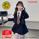 G.DUCKKIDS小黃鴨女童套裝春秋季新款兒童西裝套裝女學(xué)院風(fēng)JK裙三件套演出服 三件套 140 尺碼9~10歲【130-140cm】cm