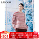 LAGOGO【抗起球】條紋毛衣女2024年冬新款拉谷谷圓領(lǐng)含羊毛針織衫 混色 S