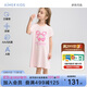 愛(ài)慕兒童家居服女童孩零碳蘭精莫代爾短袖睡裙接觸涼感睡衣櫻桃130