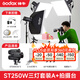 神牛（Godox） 250W閃光燈攝影燈套裝證件照人像拍攝補光燈電商小型攝影棚柔光箱攝影器材 【8】ST250W三燈+拍攝臺-送引閃器