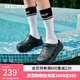 斯凱奇（Skechers）洞洞鞋厚底沙灘涼鞋女外穿高級感包頭踩屎感多巴胺泡泡鞋 黑色/BBK 38 尺碼偏大，建議選小一碼