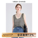 VEGA CHANG【明星同款】條紋針織小背心女夏外穿顯瘦鏤空設計感小眾無(wú)袖馬甲 黑棕條紋 均碼