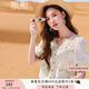 香影（xiangying）波西米亞民族風(fēng)上衣女夏季2025新款鉤花鏤空v領(lǐng)薄款短袖開(kāi)衫 米色 S