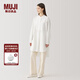 無印良品（MUJI） Labo 女式 桑蠶絲混束腰長上衣女士襯衫秋冬季 AF023C4A 白色 M(160/84A)