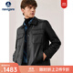Navigare意大利小帆船真皮皮衣男秋冬休閑簡(jiǎn)約翻領(lǐng)山羊皮外套休閑防風(fēng)大衣 暗夜黑 M 碼