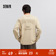 森馬（Semir）長(cháng)袖T恤男美式復古印花打底衫春季內搭寬松針織上衣刺繡潮流 淺駝50001 L