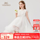 英氏（YEEHOO）兒童裙子女童連衣裙夏季淑女公主風(fēng)蓬蓬裙夏裝新款紗裙中小童裝 重工披肩白色 【純棉內(nèi)襯】 140 cm 【順豐包郵&極速達(dá)】