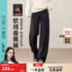 ESE-Y加絨香蕉褲女2025秋冬新款高腰顯瘦寬松休閑窄版直筒運動(dòng)長(cháng)褲 黑灰色-常規 28