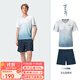 川崎（KAWASAKI）羽毛球服套裝敦煌聯(lián)名款飛天/鯨夢(mèng)系列男女短袖T恤網(wǎng)球運動(dòng)套裝 【飛天套裝】男款 玉石藍 2XL