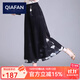 恰凡（QIAFAN）休閑褲女雪紡闊腿褲夏季薄款開叉高腰寬松顯瘦垂感印花九分裙褲子 銀杏花【無口袋】 九分 M   27/90-100體重