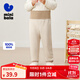 迷你巴拉【純棉】嬰兒褲子男女寶寶高腰護肚可愛(ài)保暖褲2025年秋季 咖白色調00351 100