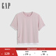 GAP【EasyChill系列】女裝2025春季新款假兩件寬松短袖T恤727397 淡紫色 XL (175/92A) 亞洲尺碼